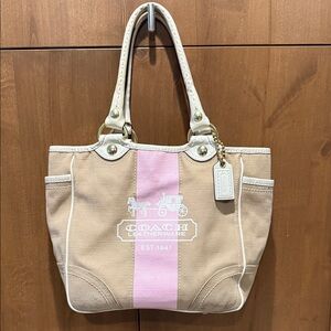 Project Bag Coach Tan and Pink Leatherware Tote